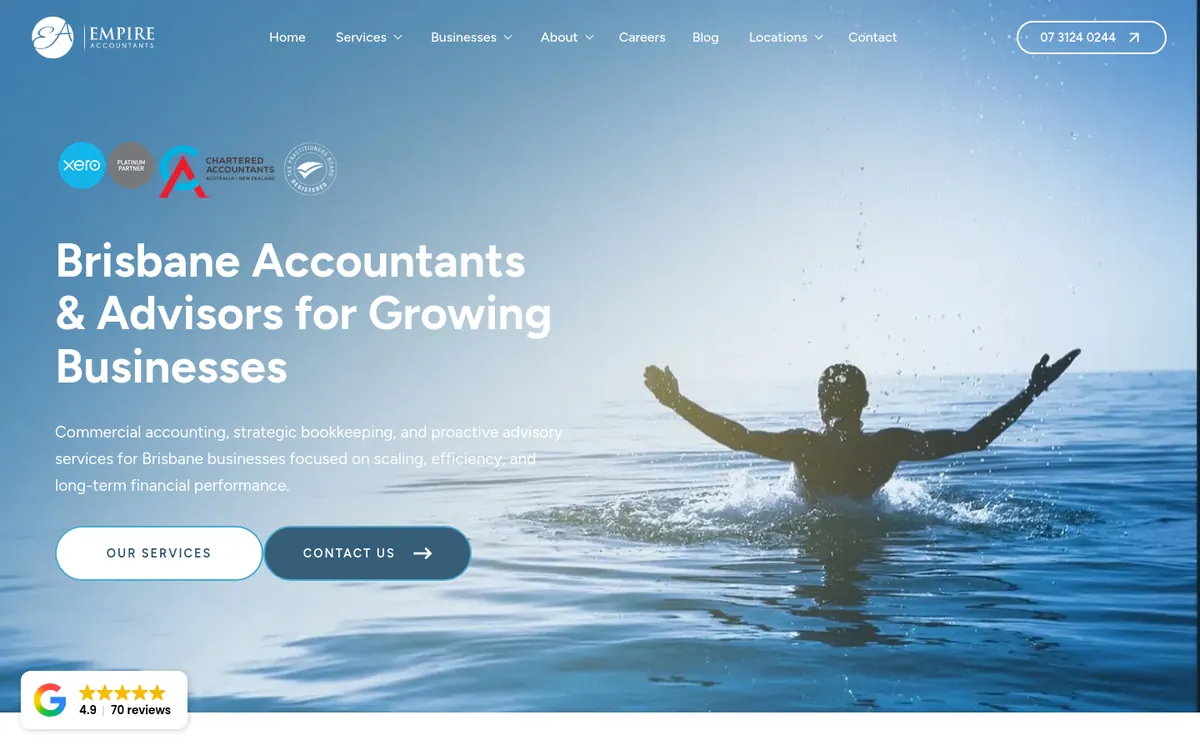 Homepage of Empire Accountants's website