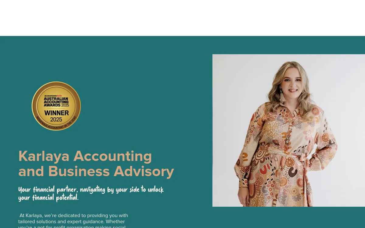 Homepage of Karlaya Accounting and Business Advisory's website