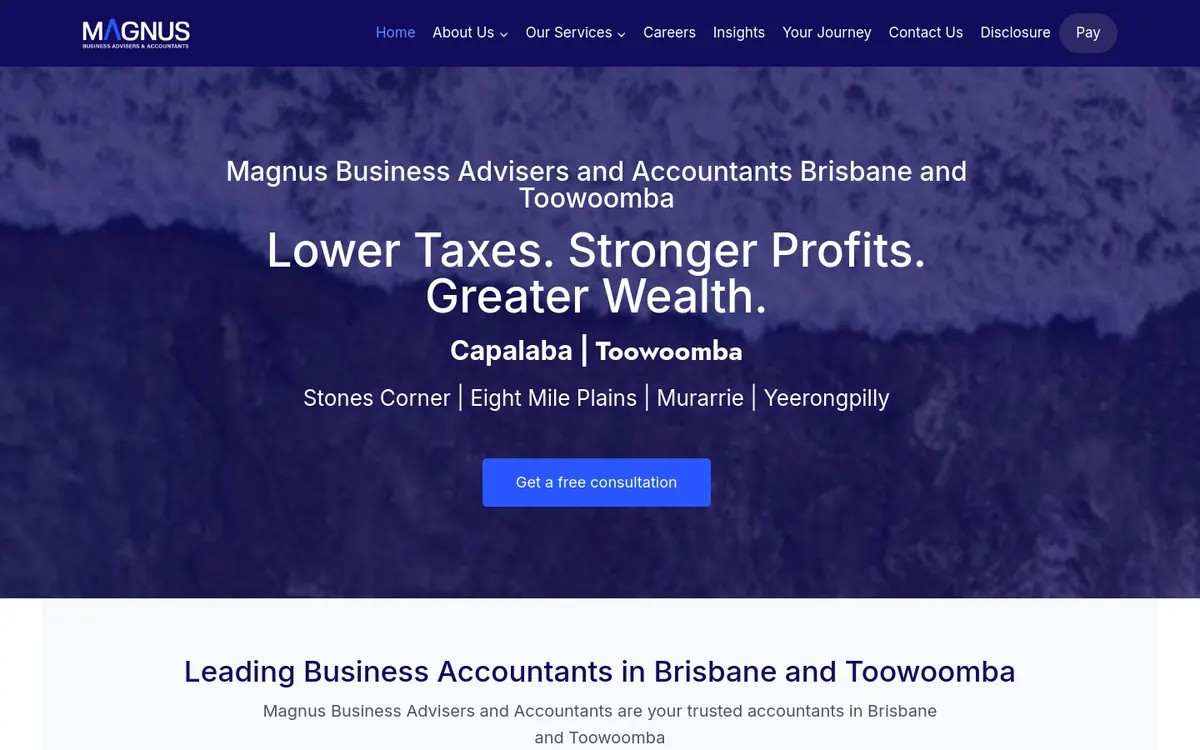 Homepage of Magnus Business Advisers and Accountants's website