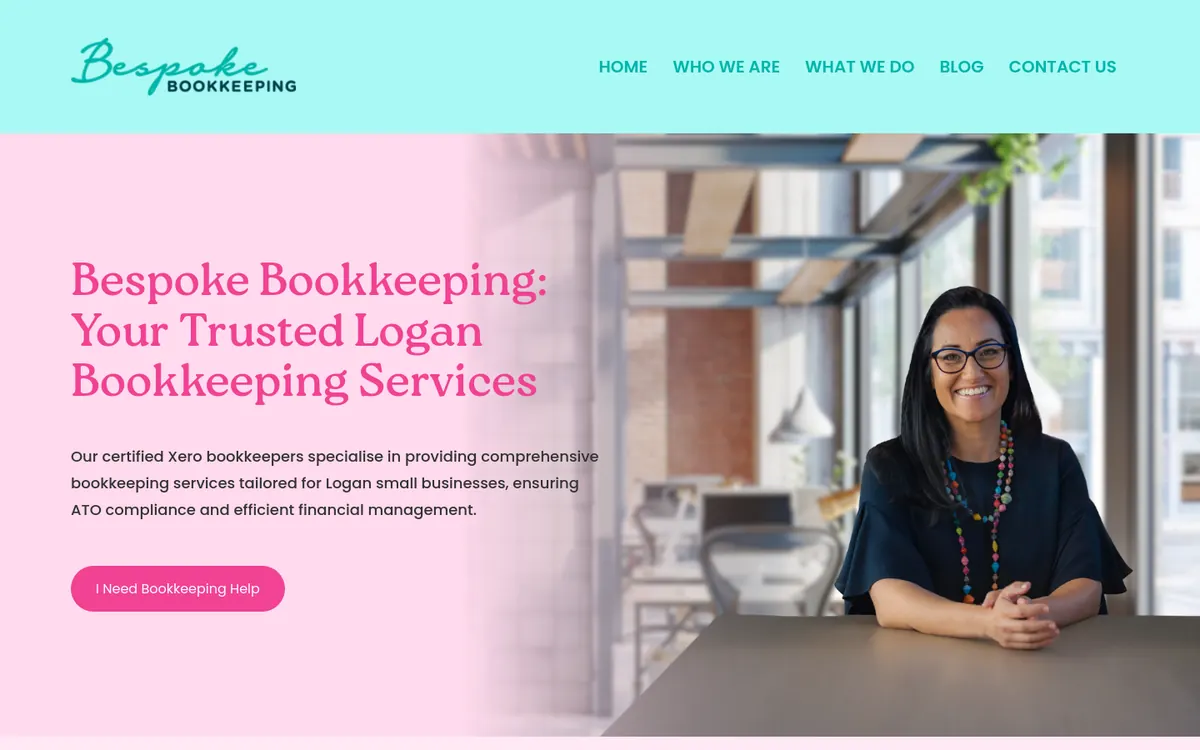 Homepage of Bespoke Bookkeeping's website