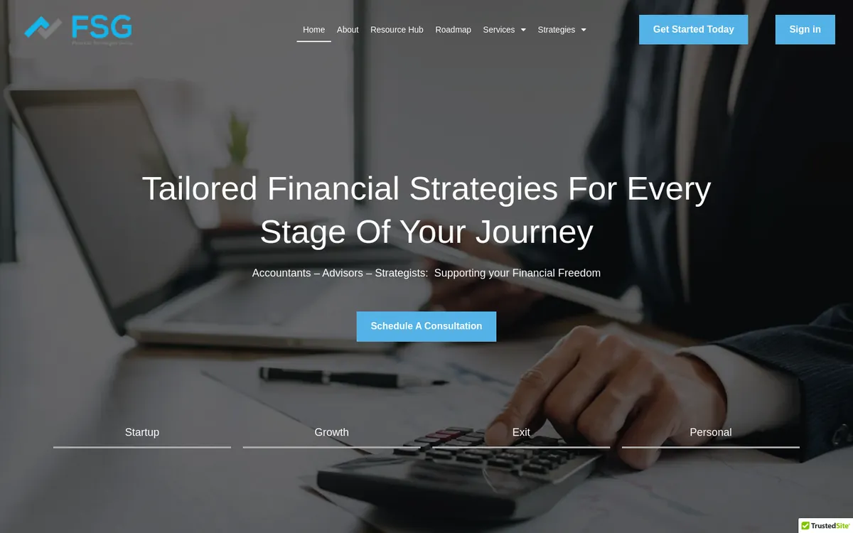 Homepage of Financial Strategies Group's website