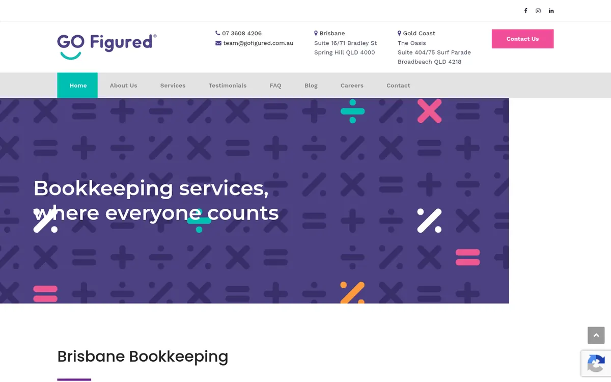 Homepage of Go Figured Bookkeeping's website