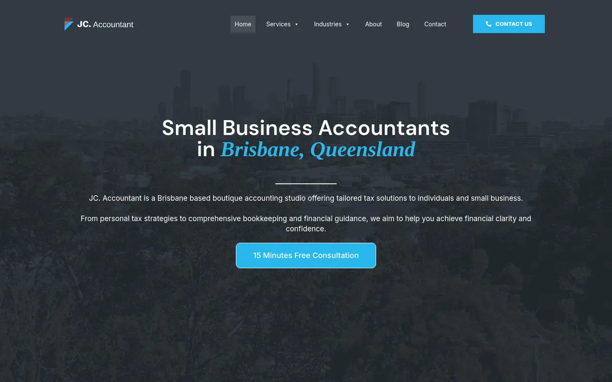 Homepage of JC. Accountant's website