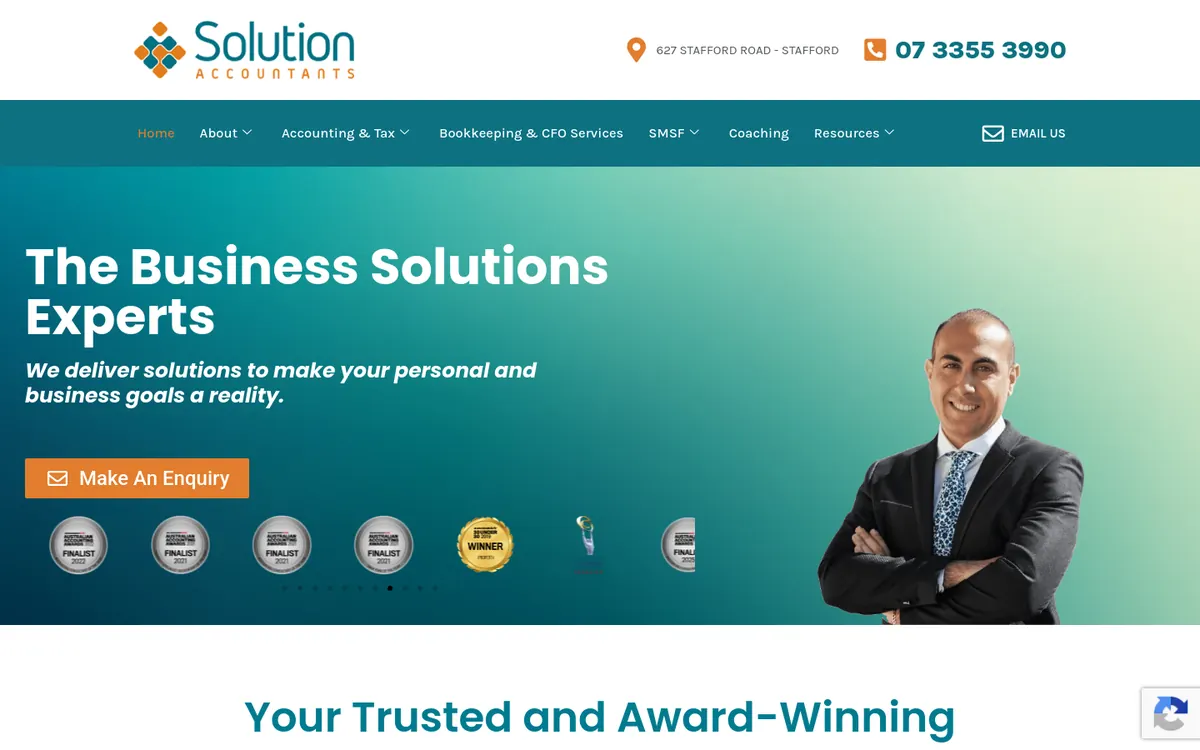 Homepage of Solution Accountants's website