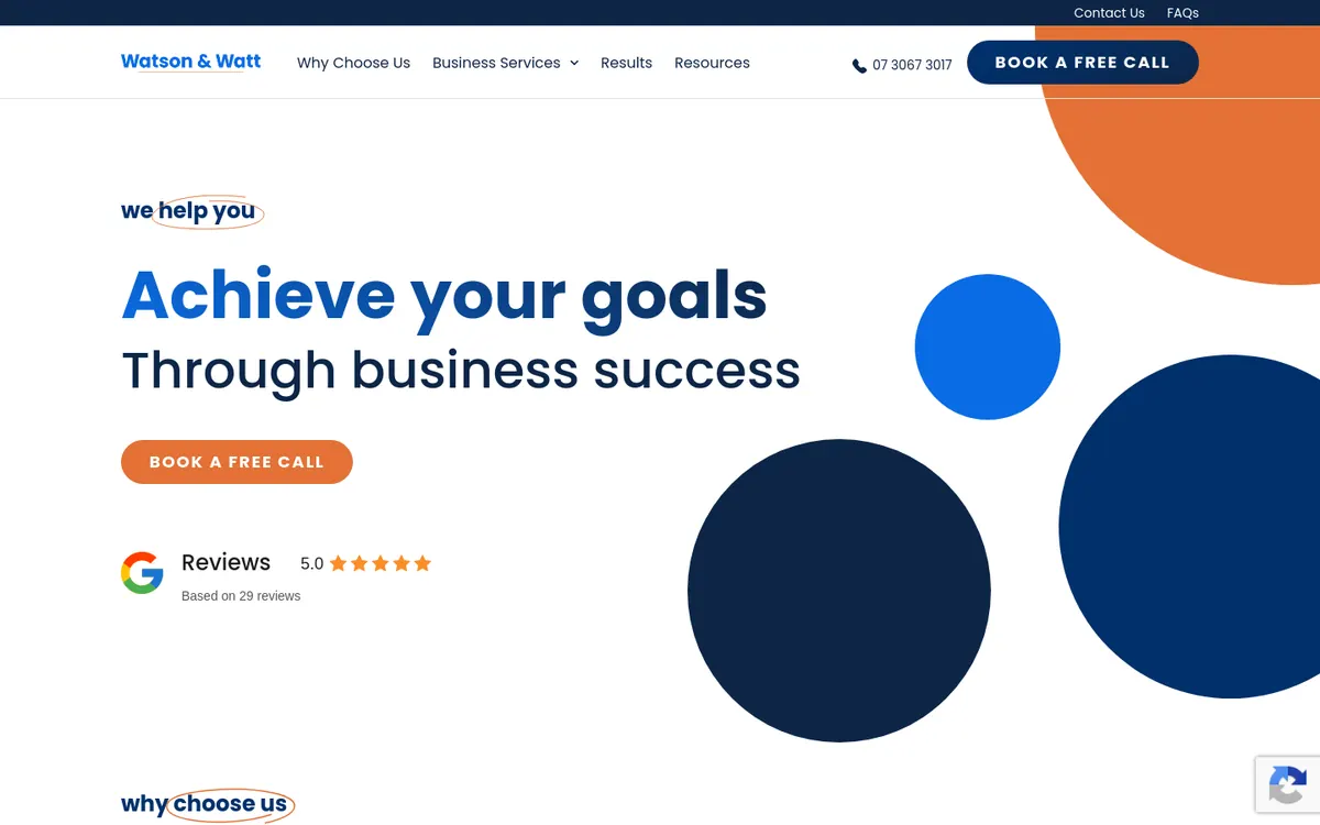 Homepage of Watson & Watt's website