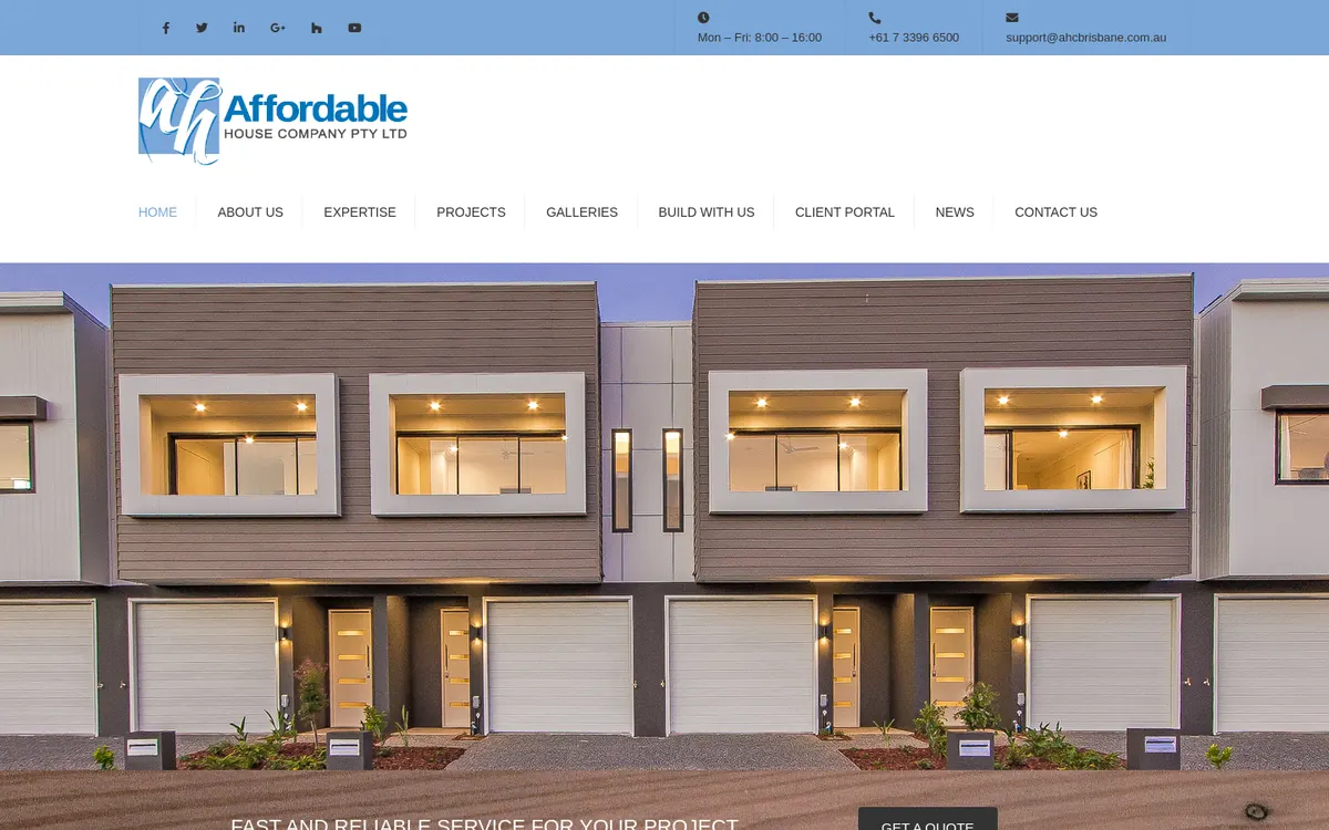 Homepage of Affordable House Company's website