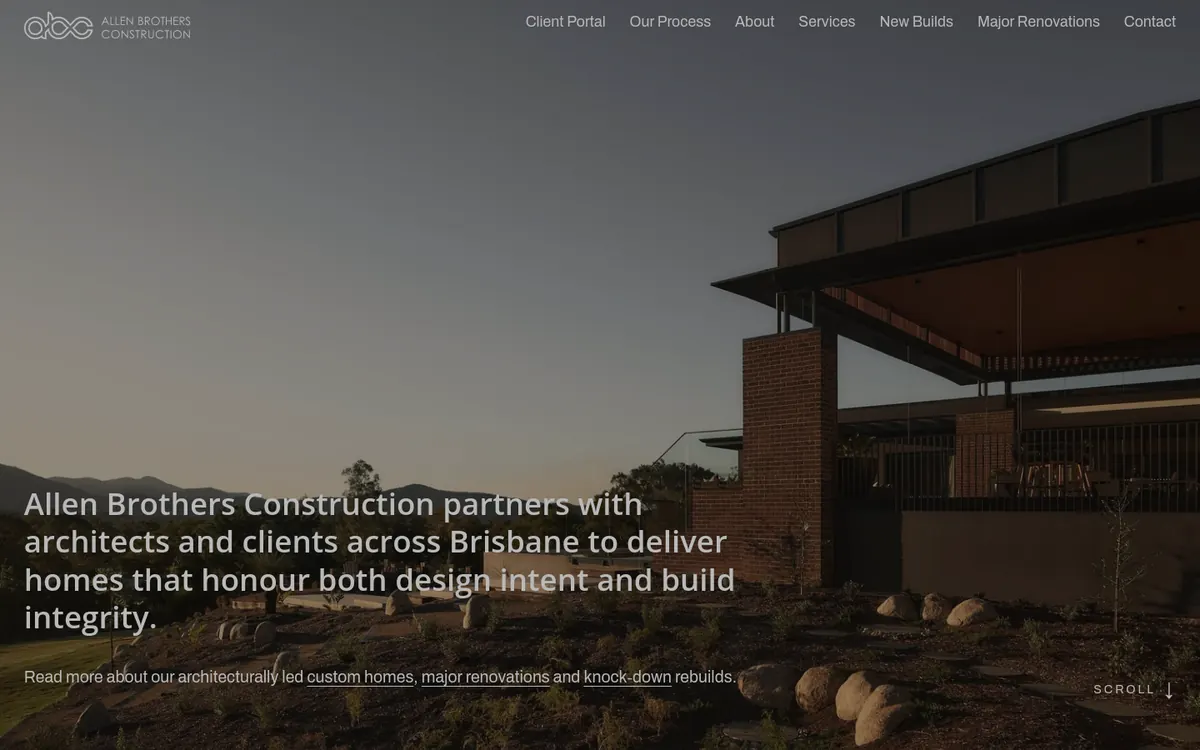 Homepage of Allen Brothers Construction's website