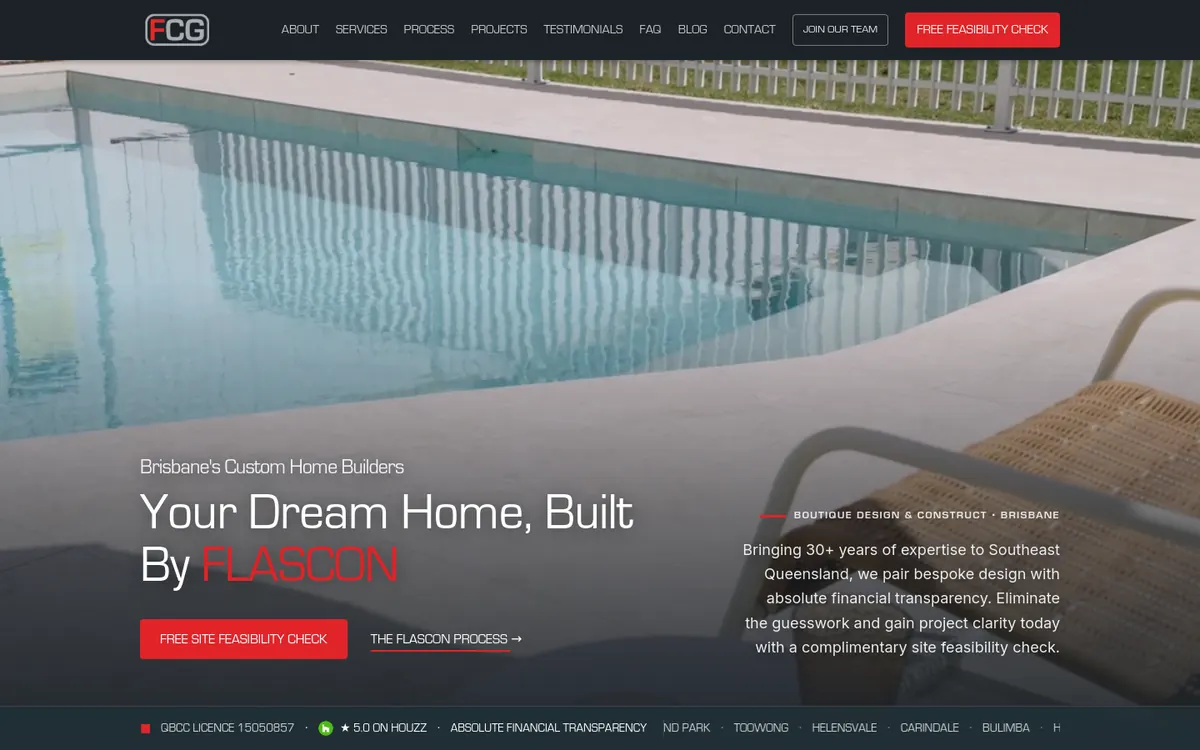 Homepage of Flascon Construction Group's website
