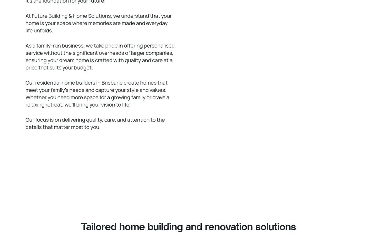 Homepage of Future Building & Home Solutions's website