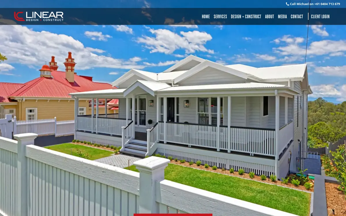 Homepage of Linear Design + Construct's website