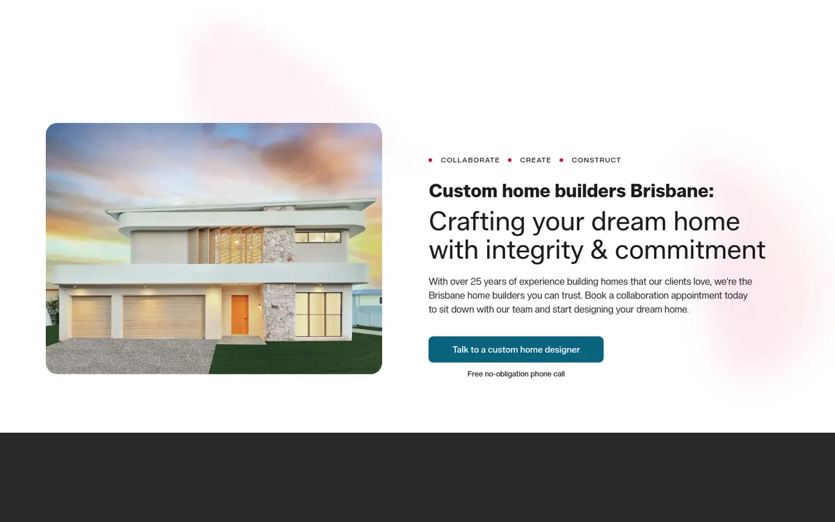 Homepage of OMNI Built Homes's website