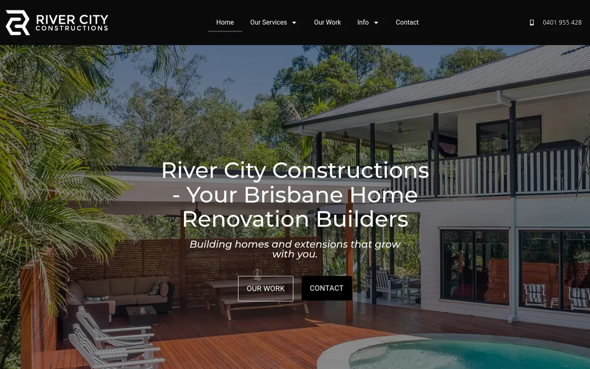 Homepage of River City Constructions's website