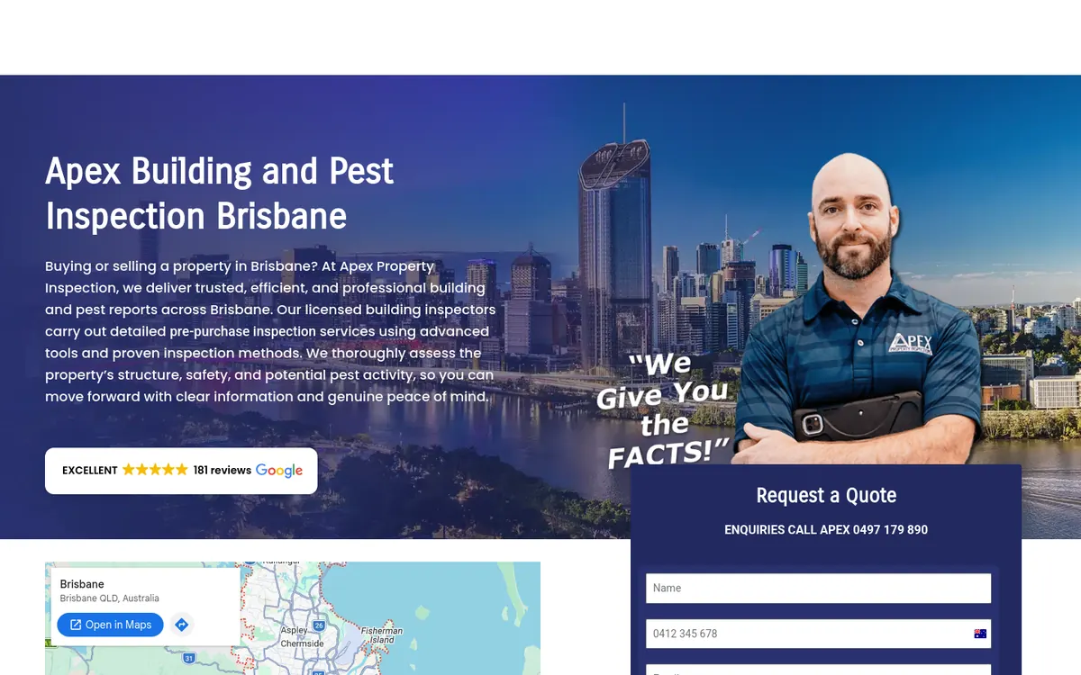 Homepage of Apex Property Inspections's website