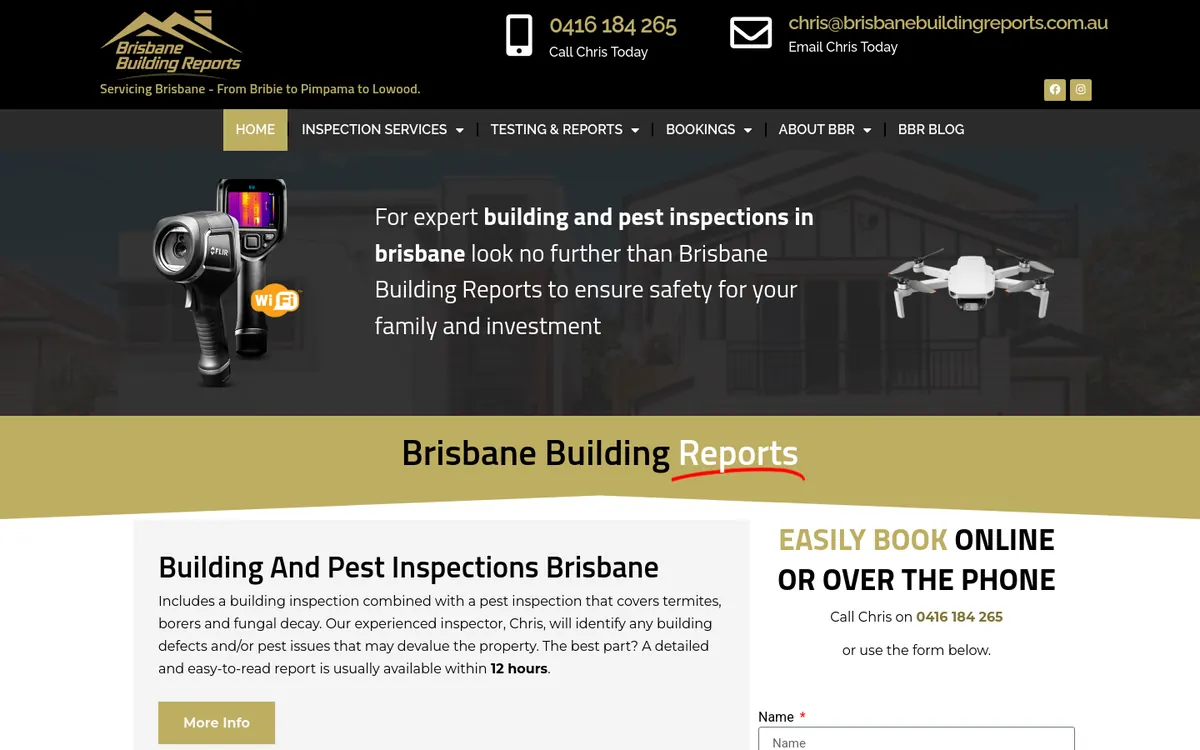 Homepage of Brisbane Building Reports's website