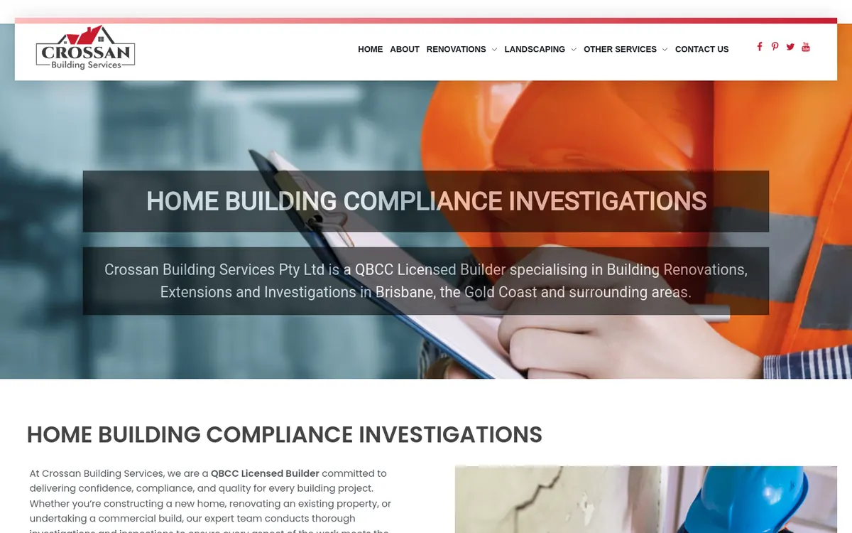 Homepage of Crossan Building Services's website