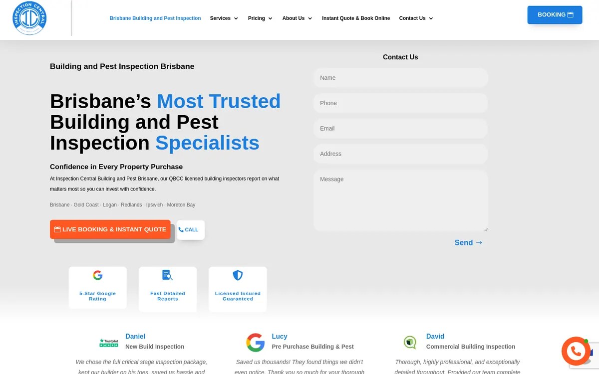 Homepage of Inspection Central's website
