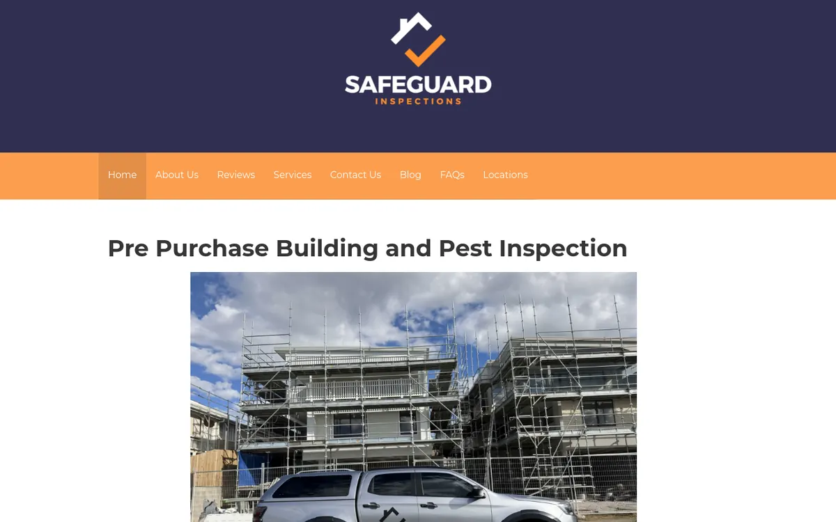 Homepage of Safeguard Inspections's website