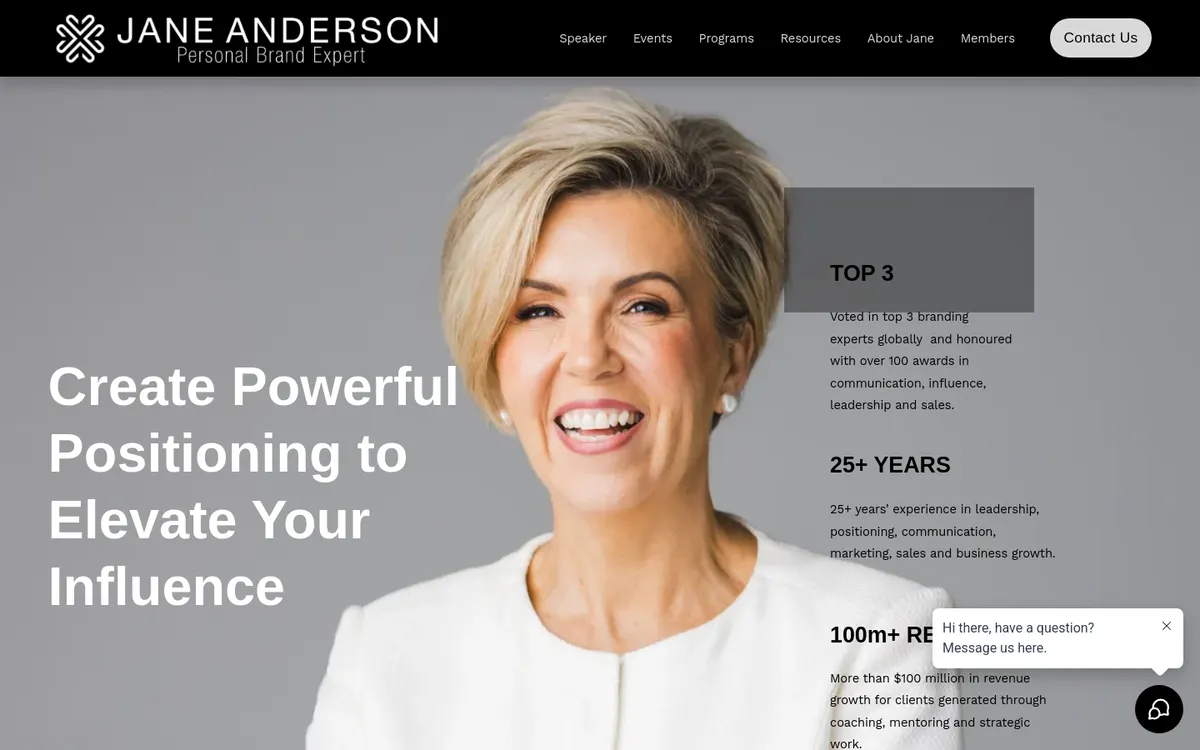 Homepage of Jane Anderson's website