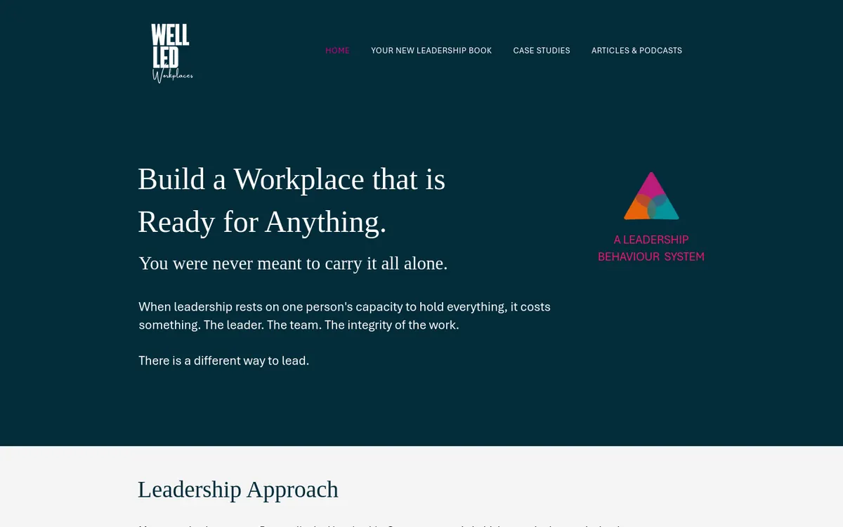 Homepage of Well Led Workplaces's website