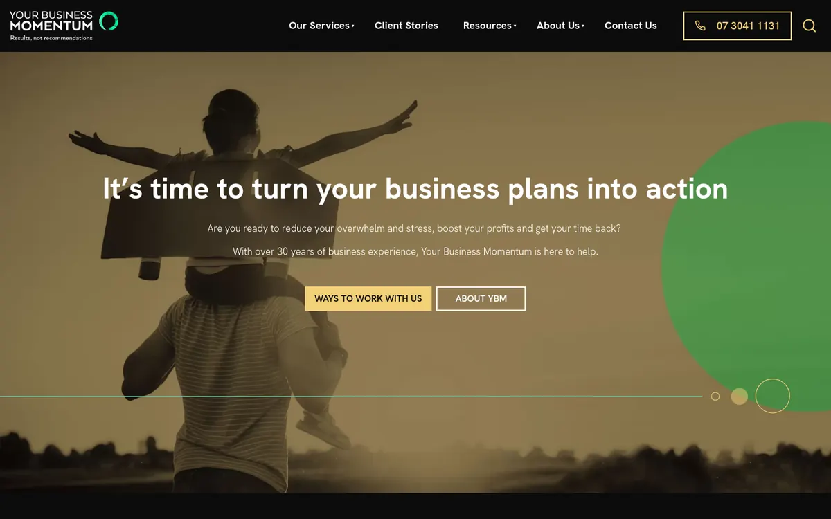Homepage of Your Business Momentum's website