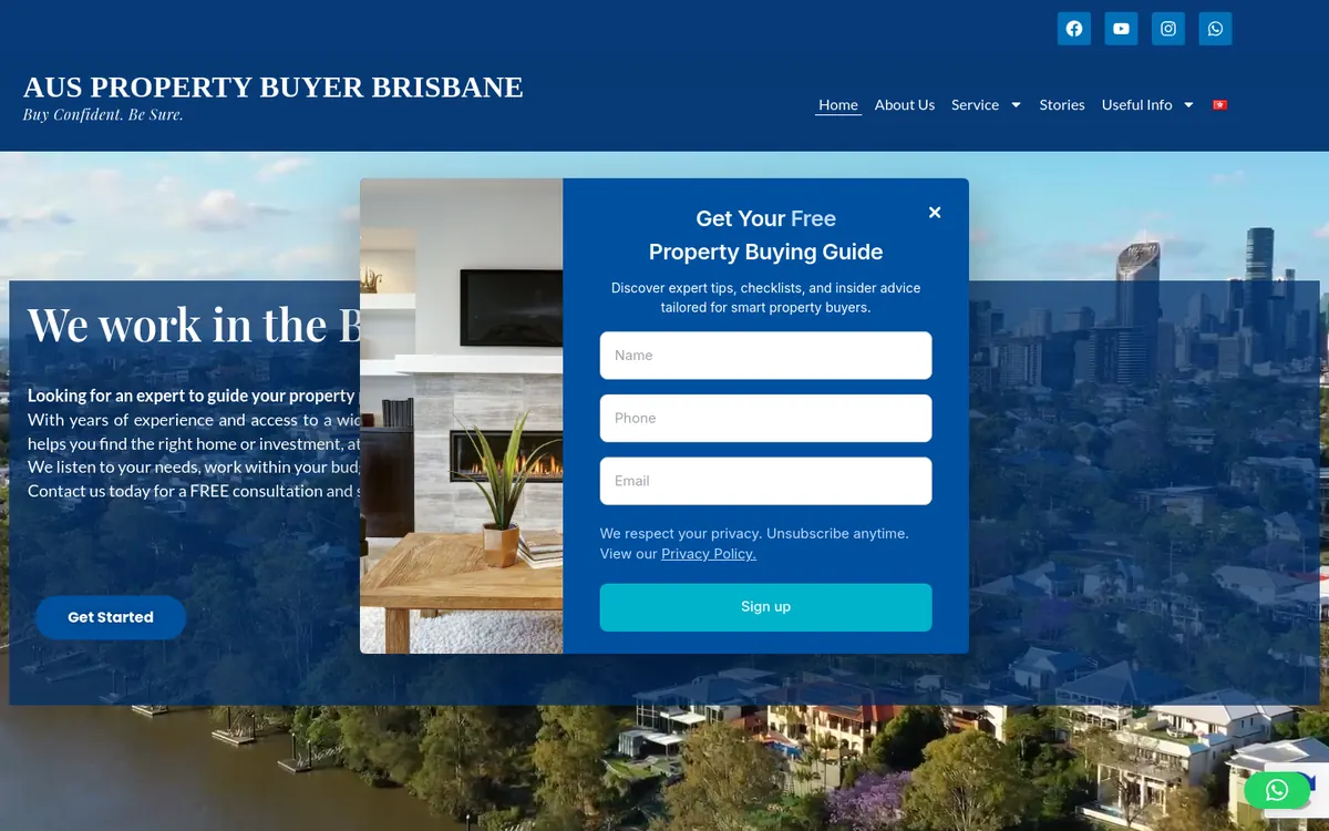 Homepage of Aus Property Buyer Brisbane's website