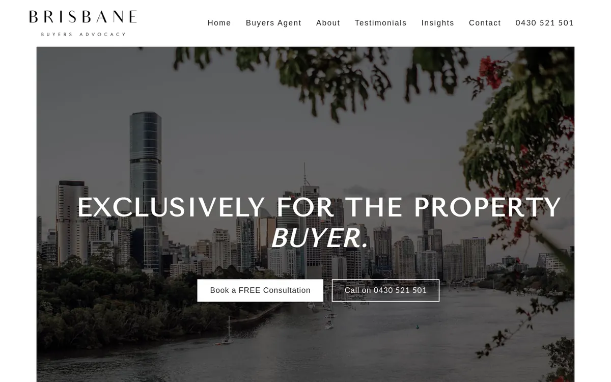 Homepage of Brisbane Buyers Advocacy's website