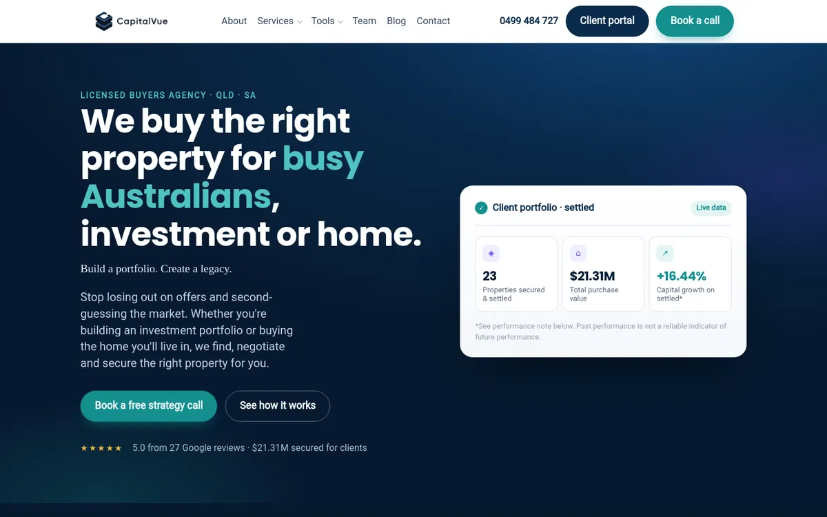 Homepage of CapitalVue's website