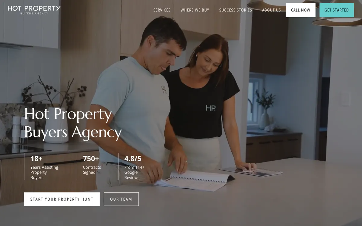 Homepage of Hot Property Buyers Agency's website