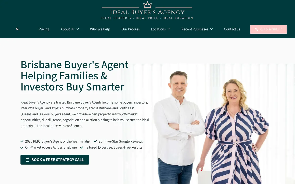 Homepage of Ideal Buyer's Agency's website