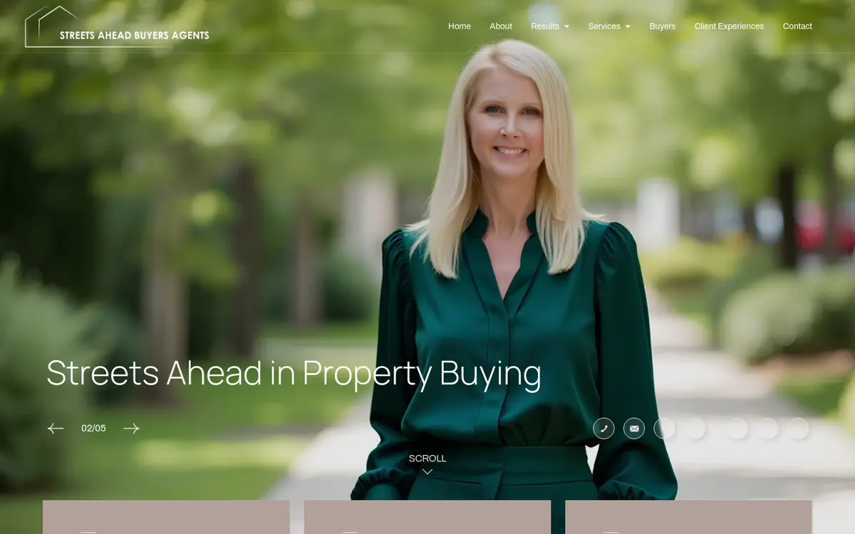 Homepage of Streets Ahead Buyers Agents's website