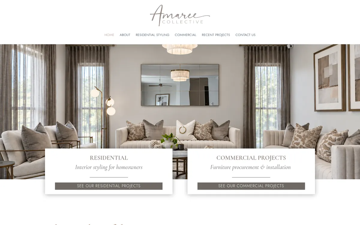 Homepage of Amaree Collective's website