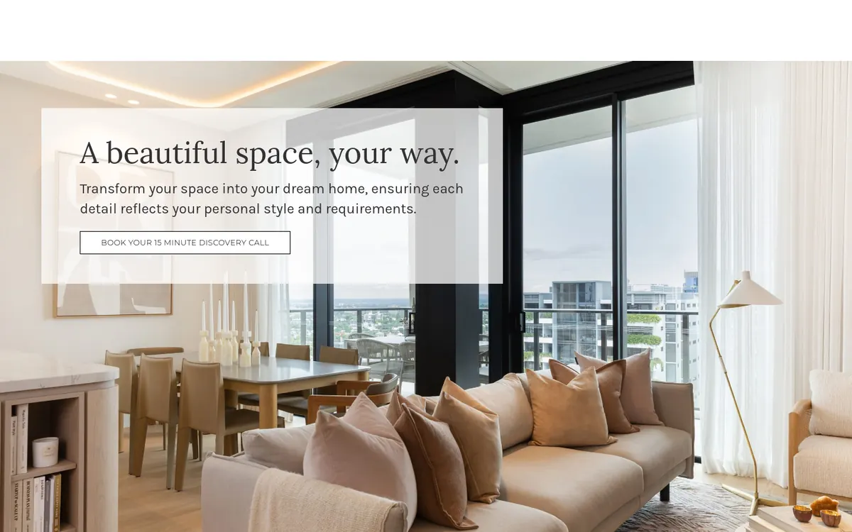 Homepage of Bella Vie Interiors's website
