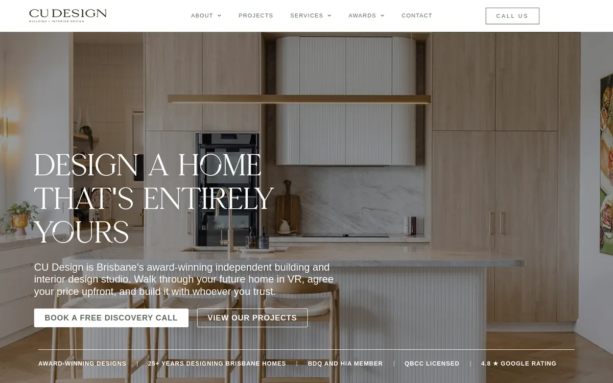 Homepage of CU Design's website