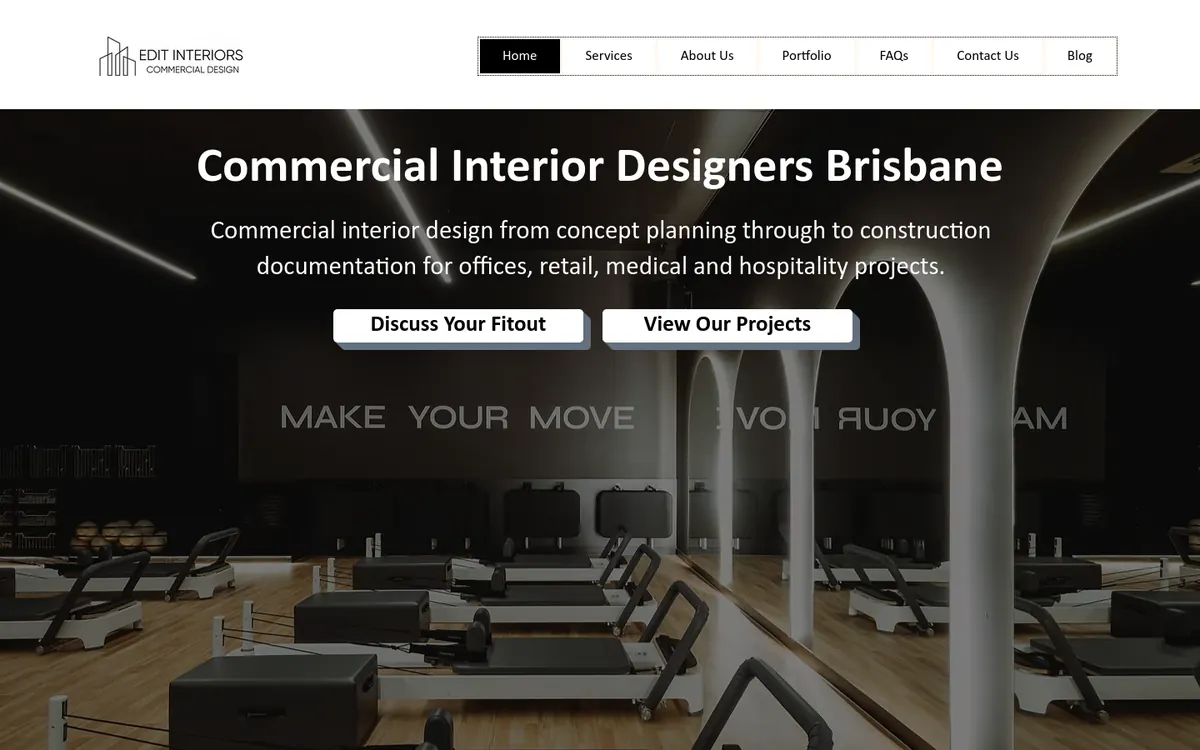 Homepage of Edit Interiors's website