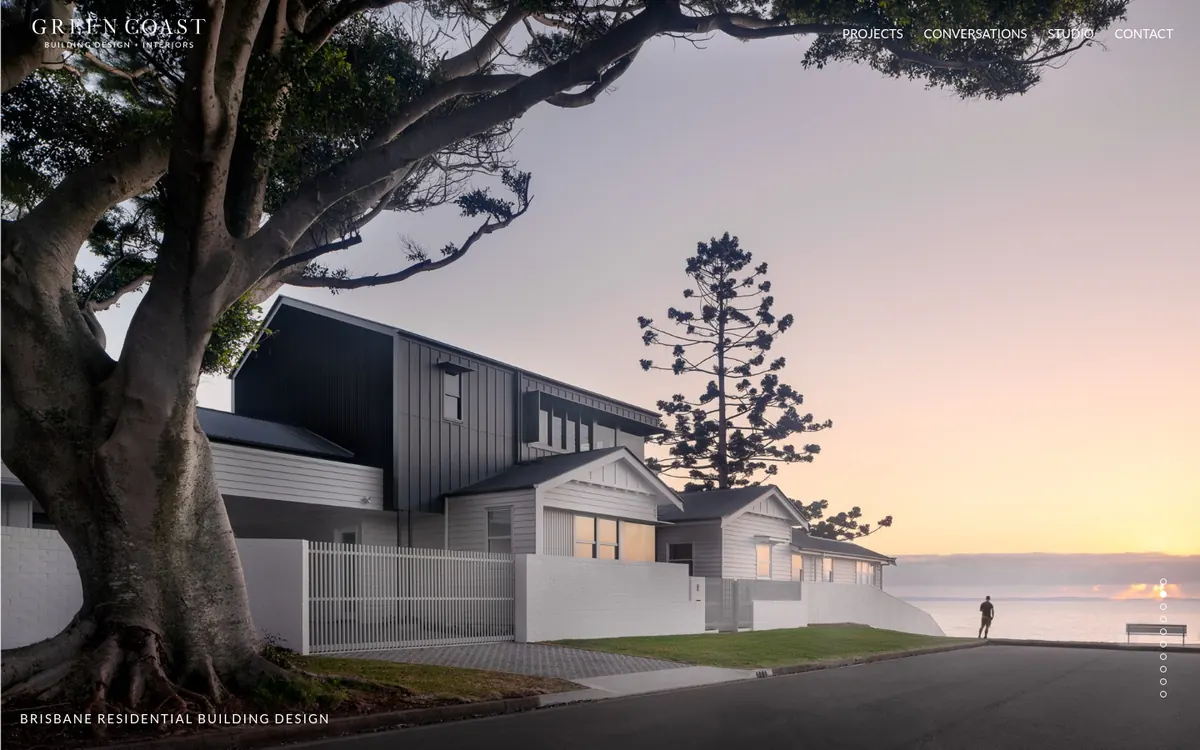 Homepage of GreenCoast Building Design + Interiors's website