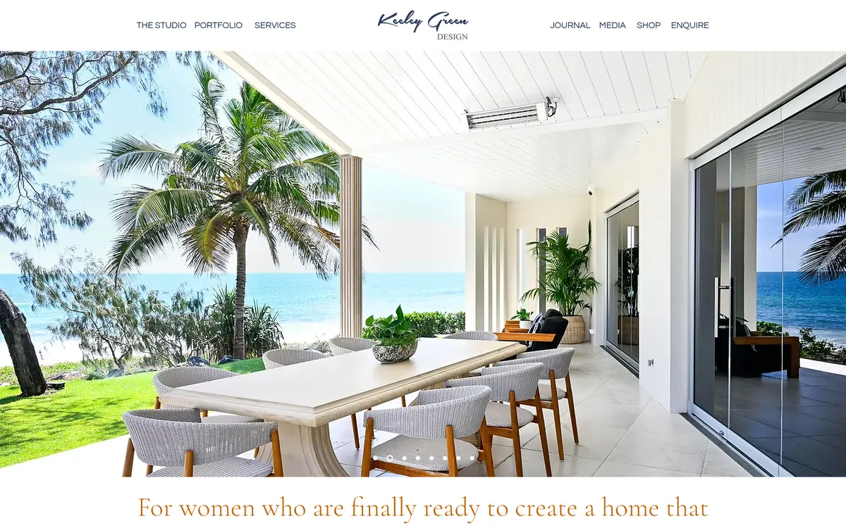 Homepage of Keeley Green Interior Design's website