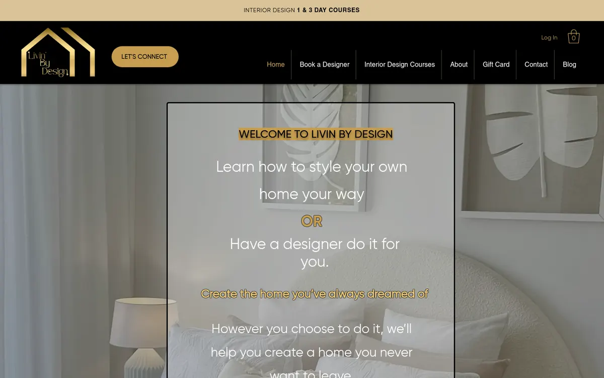 Homepage of Livin By Design's website