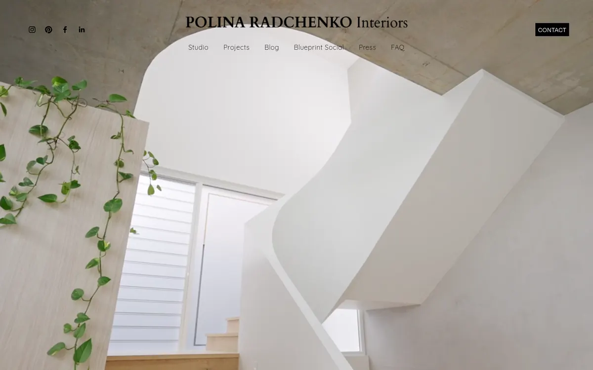 Homepage of Polina Radchenko Interiors's website