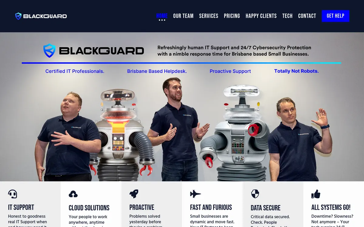 Homepage of Blackguard's website