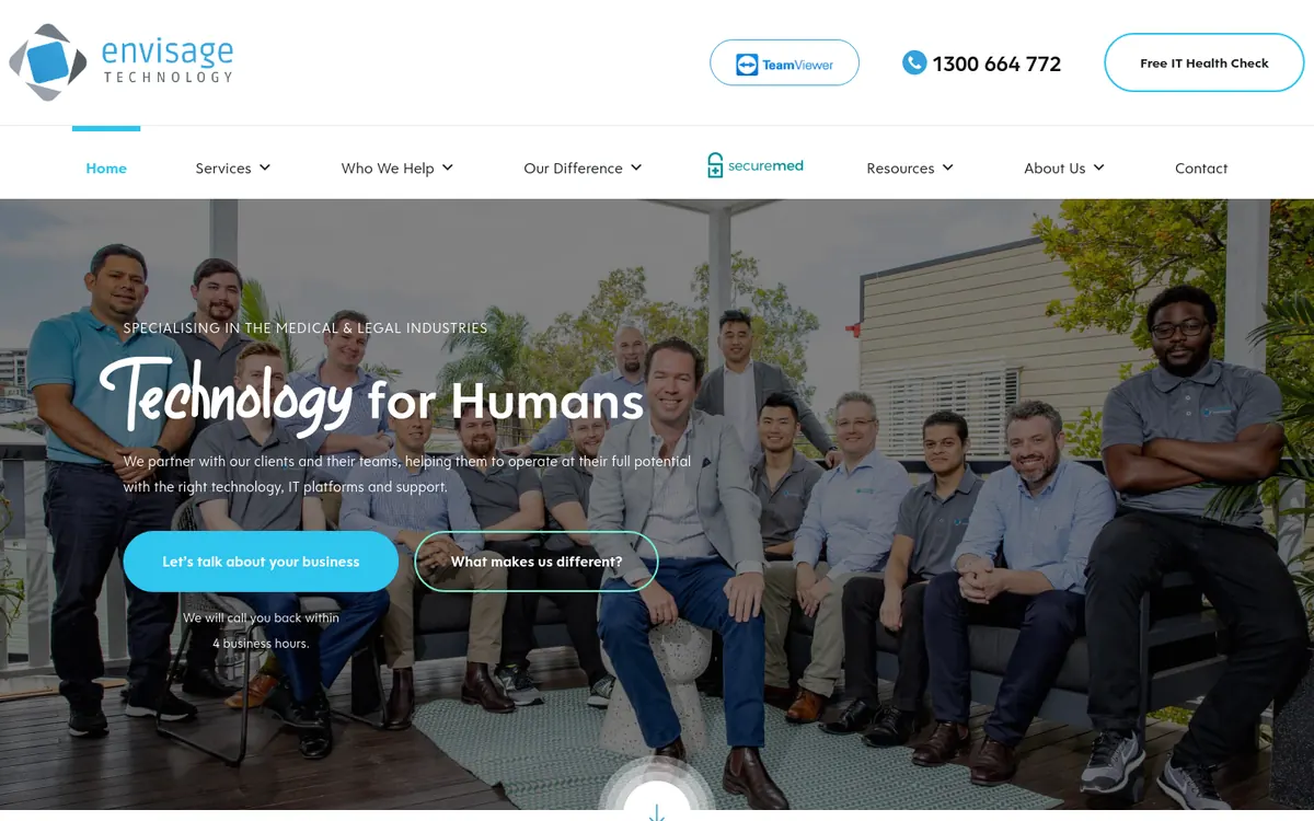 Homepage of Envisage Technology's website