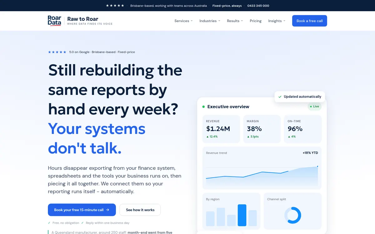 Homepage of Roar Data's website