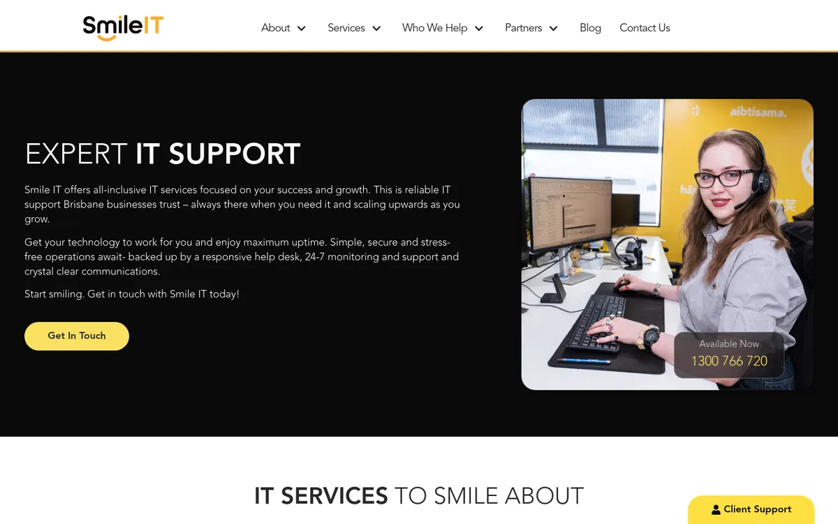Homepage of Smile IT's website