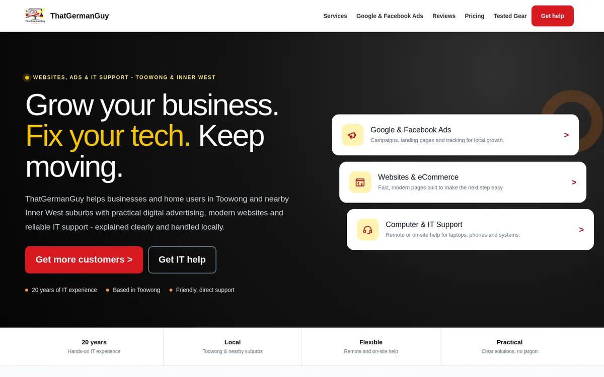 Homepage of ThatGermanGuy's website
