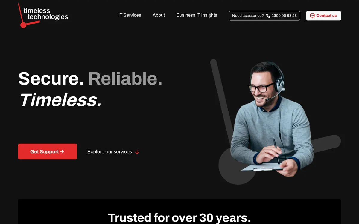 Homepage of Timeless Technologies's website