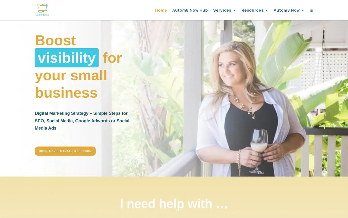 Homepage of Autom8 Now Pty Ltd's website