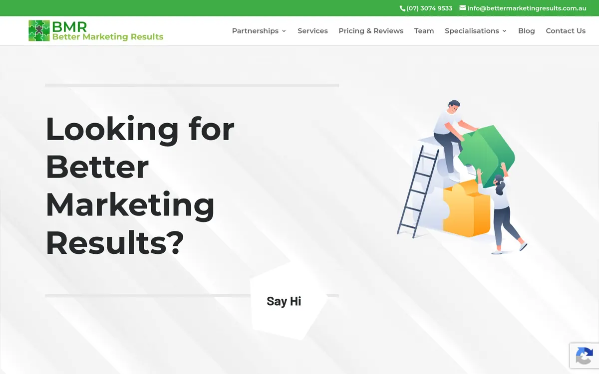 Homepage of Better Marketing Results's website