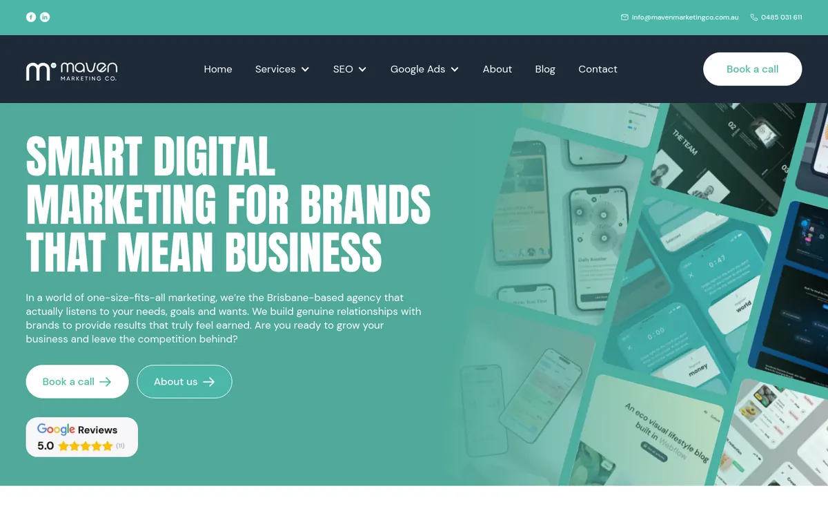 Homepage of Maven Marketing Co's website
