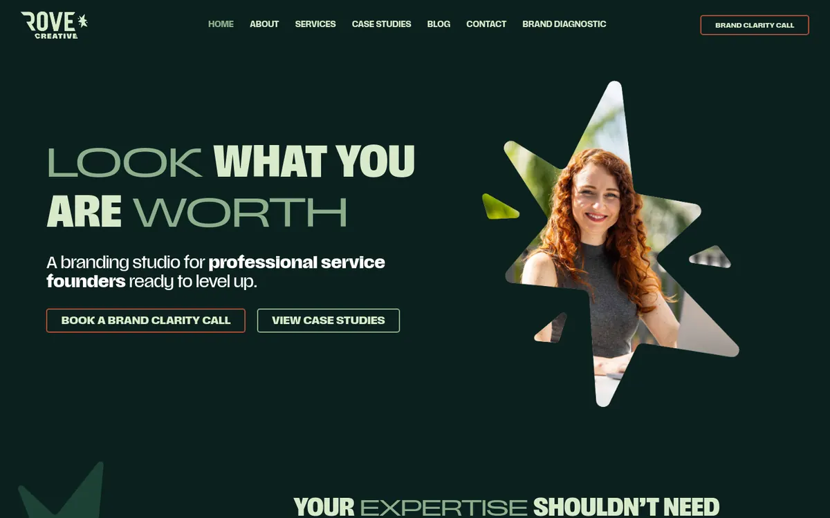 Homepage of Rove Creative's website