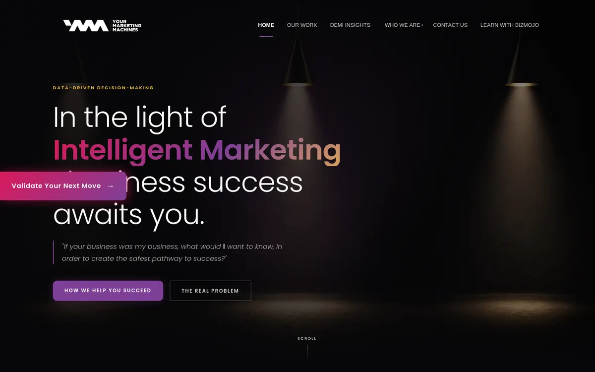 Homepage of Your Marketing Machines's website