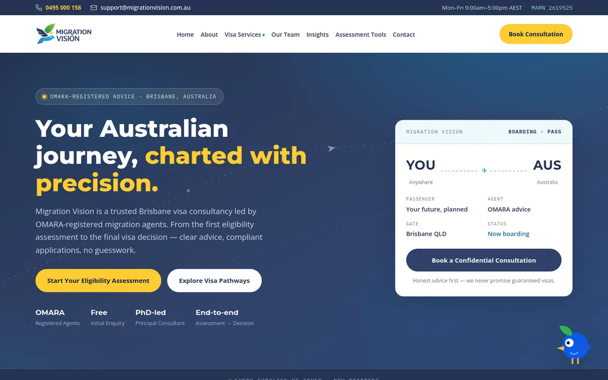 Homepage of Migration Vision's website